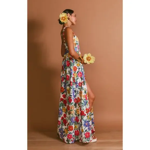 Show Me Your Mumu Juliet Maxi Dress in Charm Peony White Taffeta Sz S - Picture 2 of 15